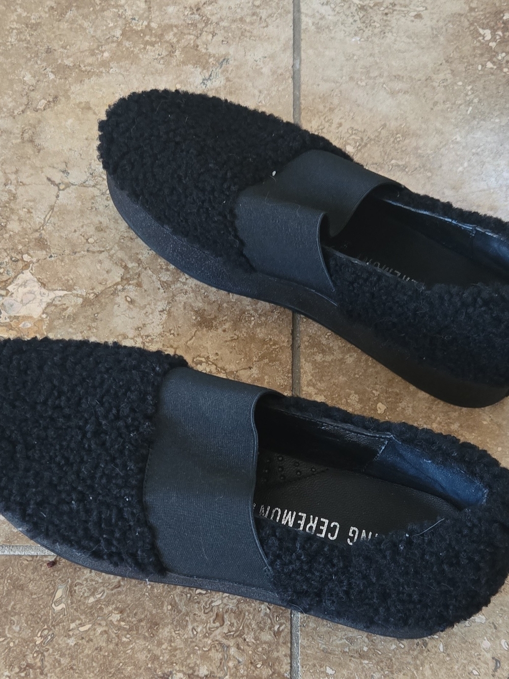 NWOB Opening Ceremony Black Sherpa Slip-On Loafers